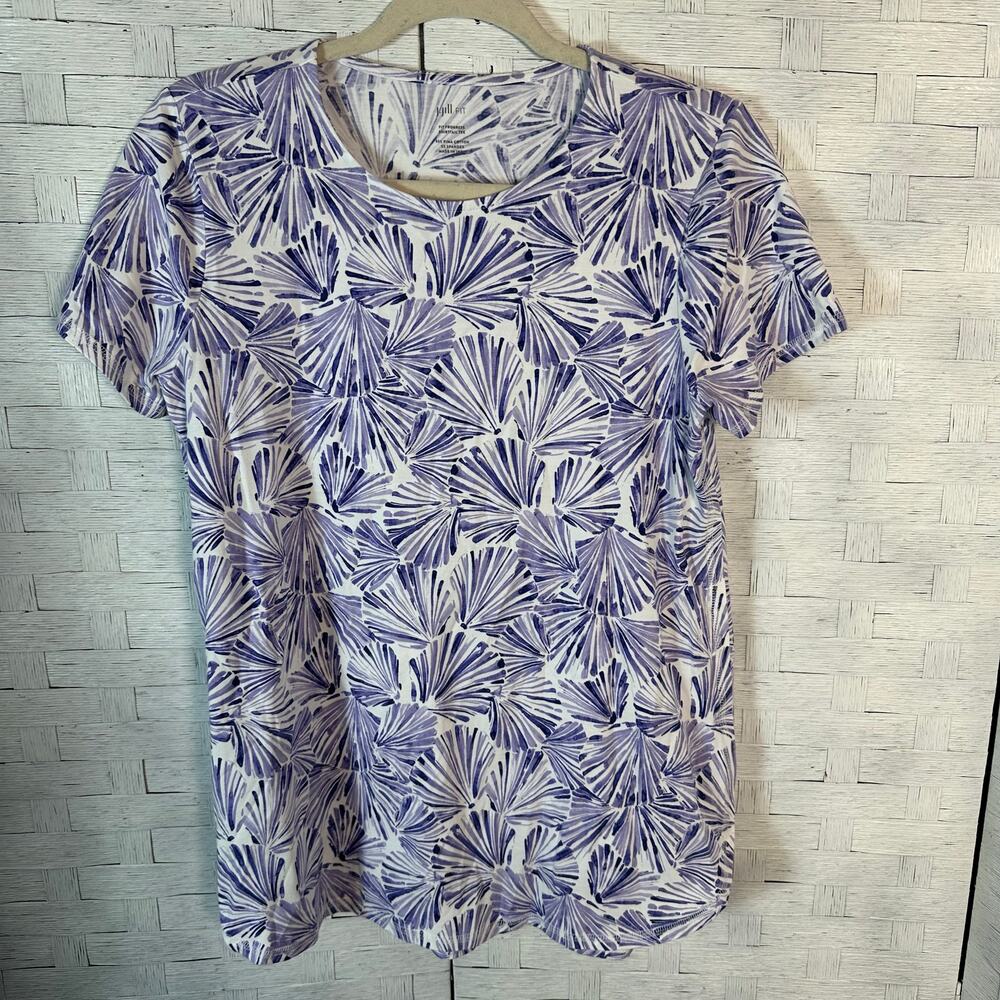 J Jill Fit womens T-shirt purple white shell activewear athleisure Pima cotton